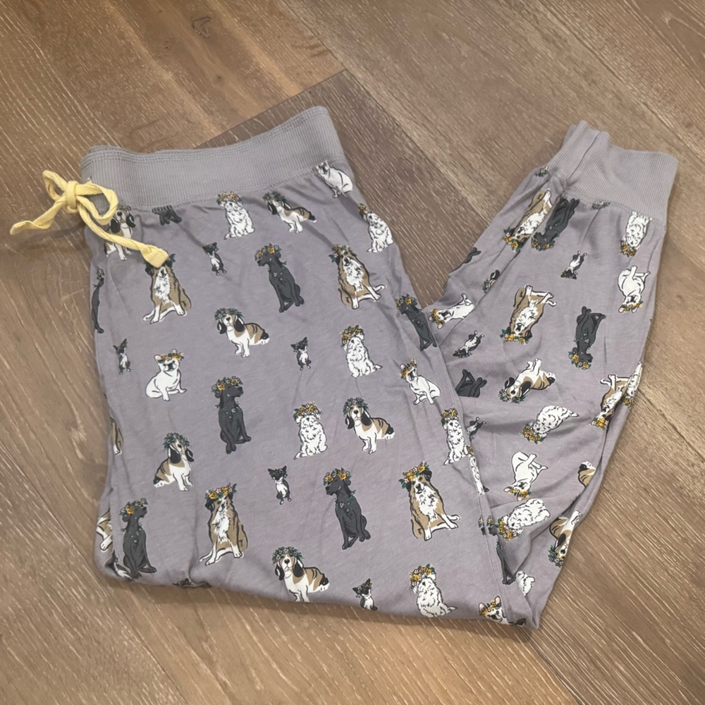PJ Salvage Joggers Bottoms Gray with Dog Print